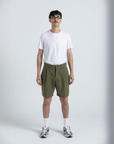 Pleated Shorts - OIive Cotton / Linen