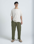 Pleated Trouser - Olive Linen / Cotton