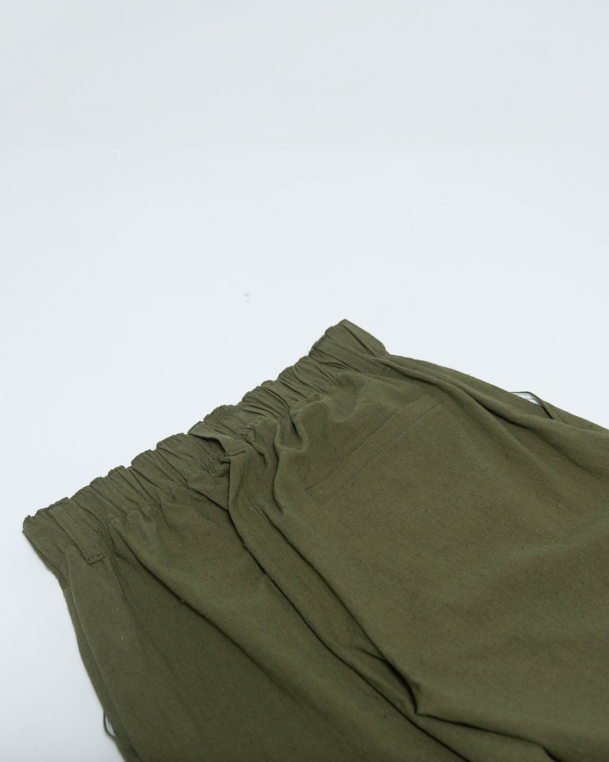 Pleated Trouser - Olive Linen / Cotton