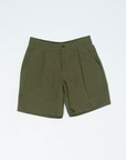 Pleated Shorts - OIive Cotton / Linen